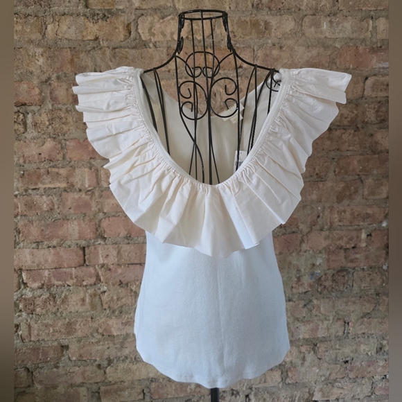 🕊 Maeve by Anthropologie Cream Ruffled Blouse - Picture 10 of 11